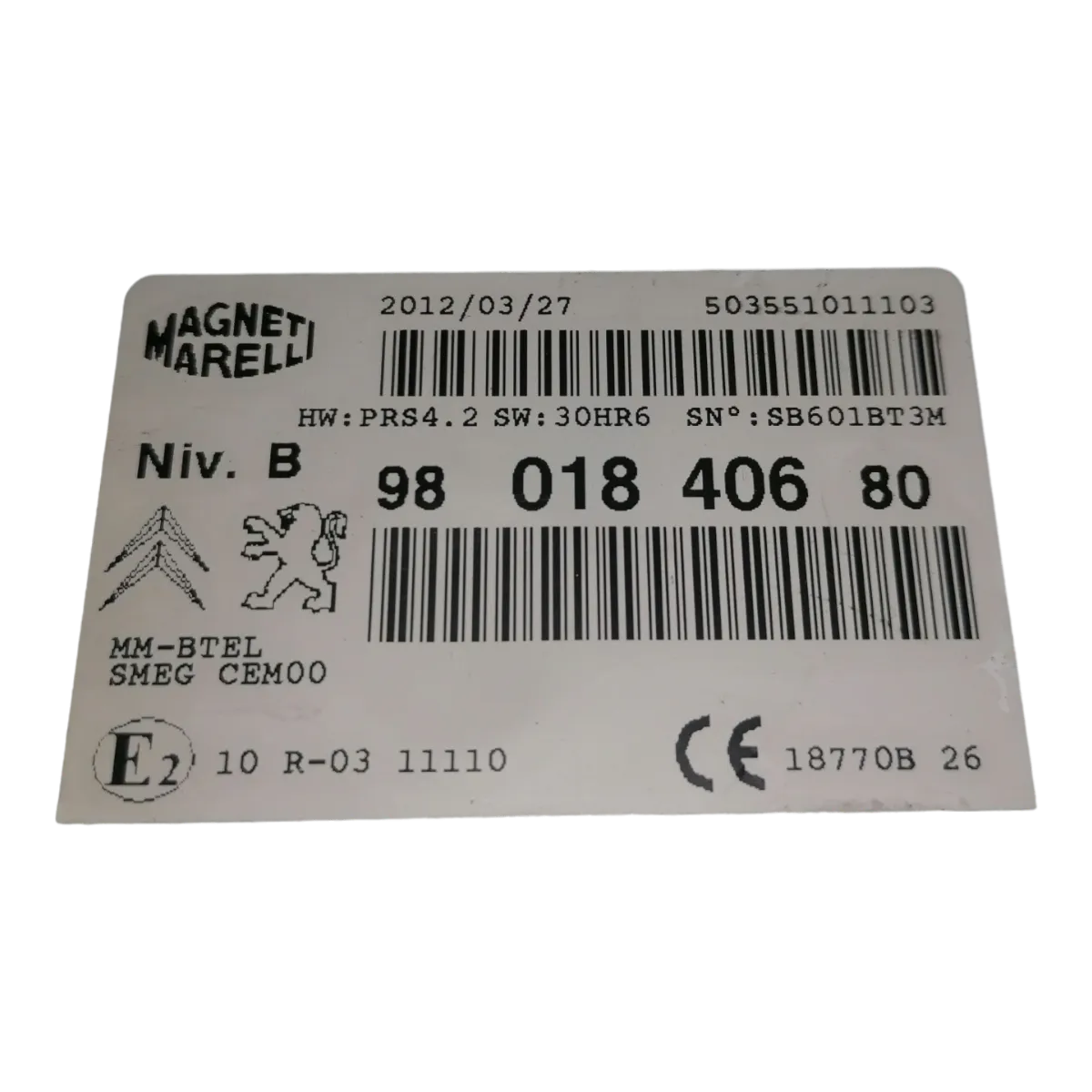 Peugeot 208   12-19     CD/radio     9801840680   503551011103
