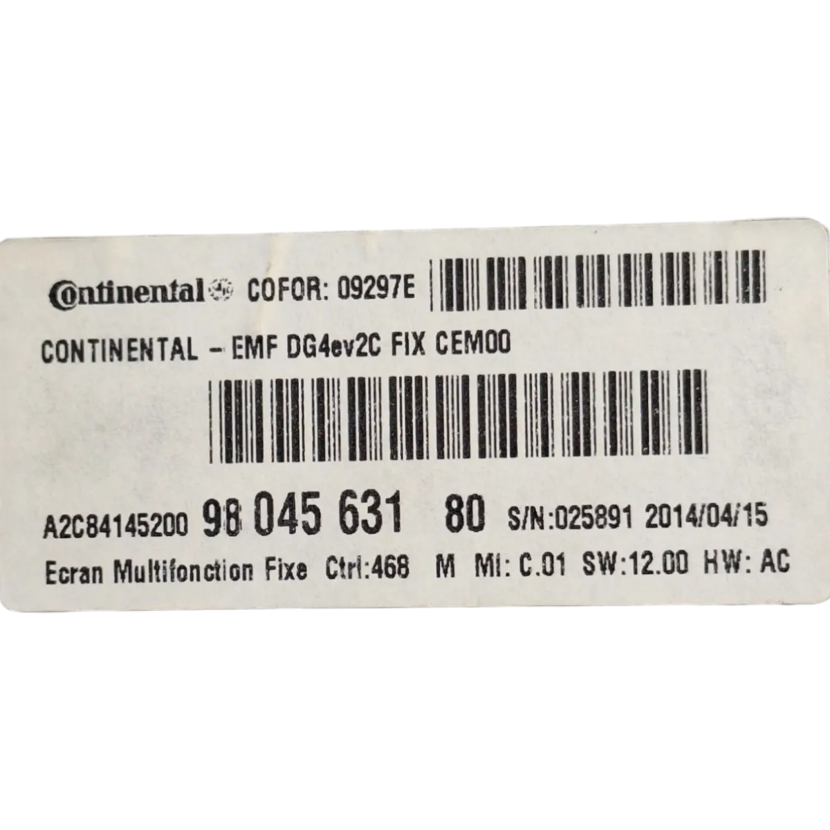 Peugeot 508  10-18 display   (NOVO)    9804563180