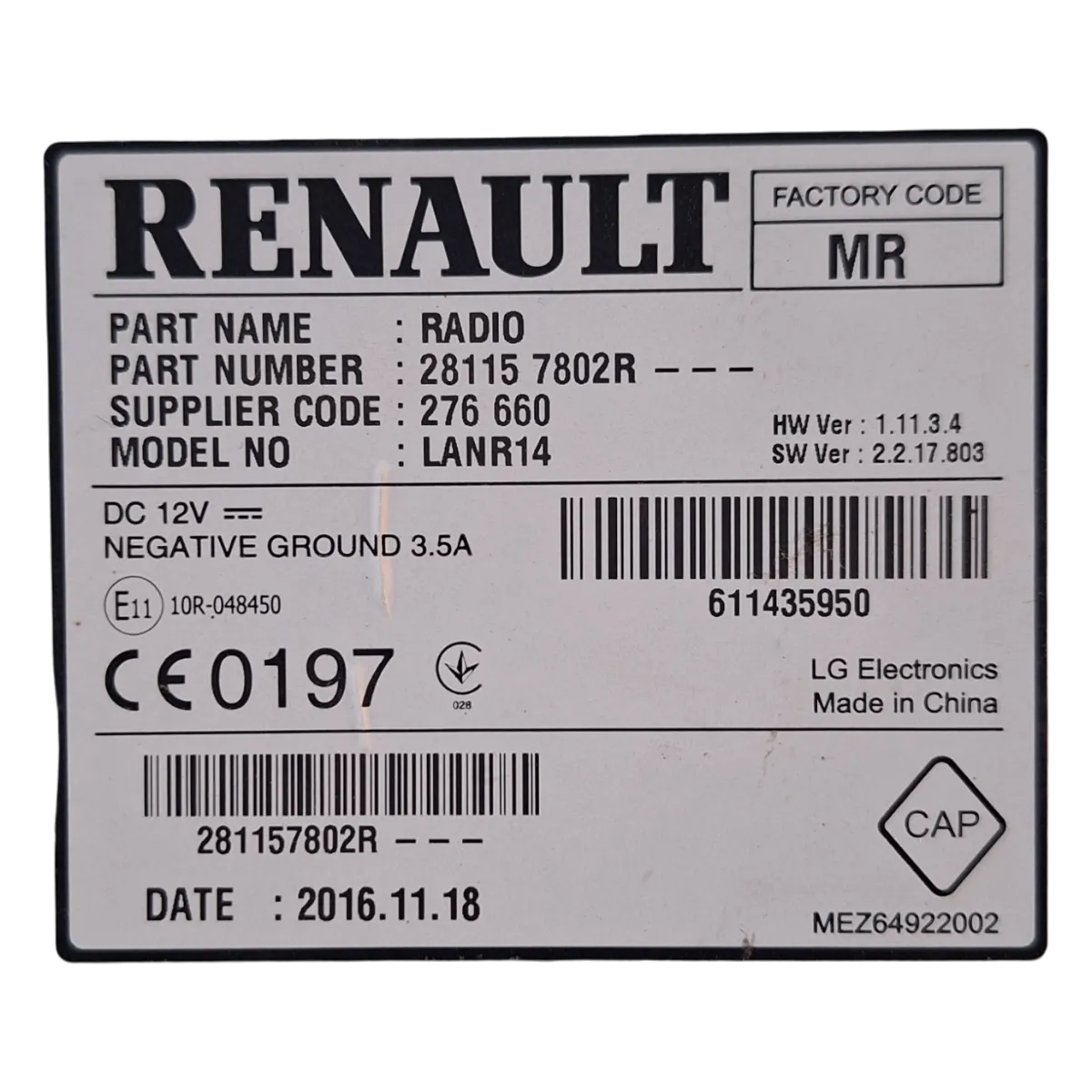 Renault Talisman  15-    radio/navigacija    281157802R