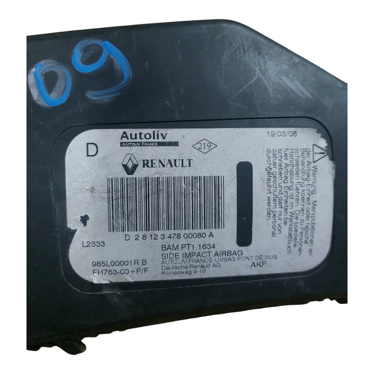 Renault Laguna III 07-15 airbag/ zračni jastuk sjedala desni  985L00001R