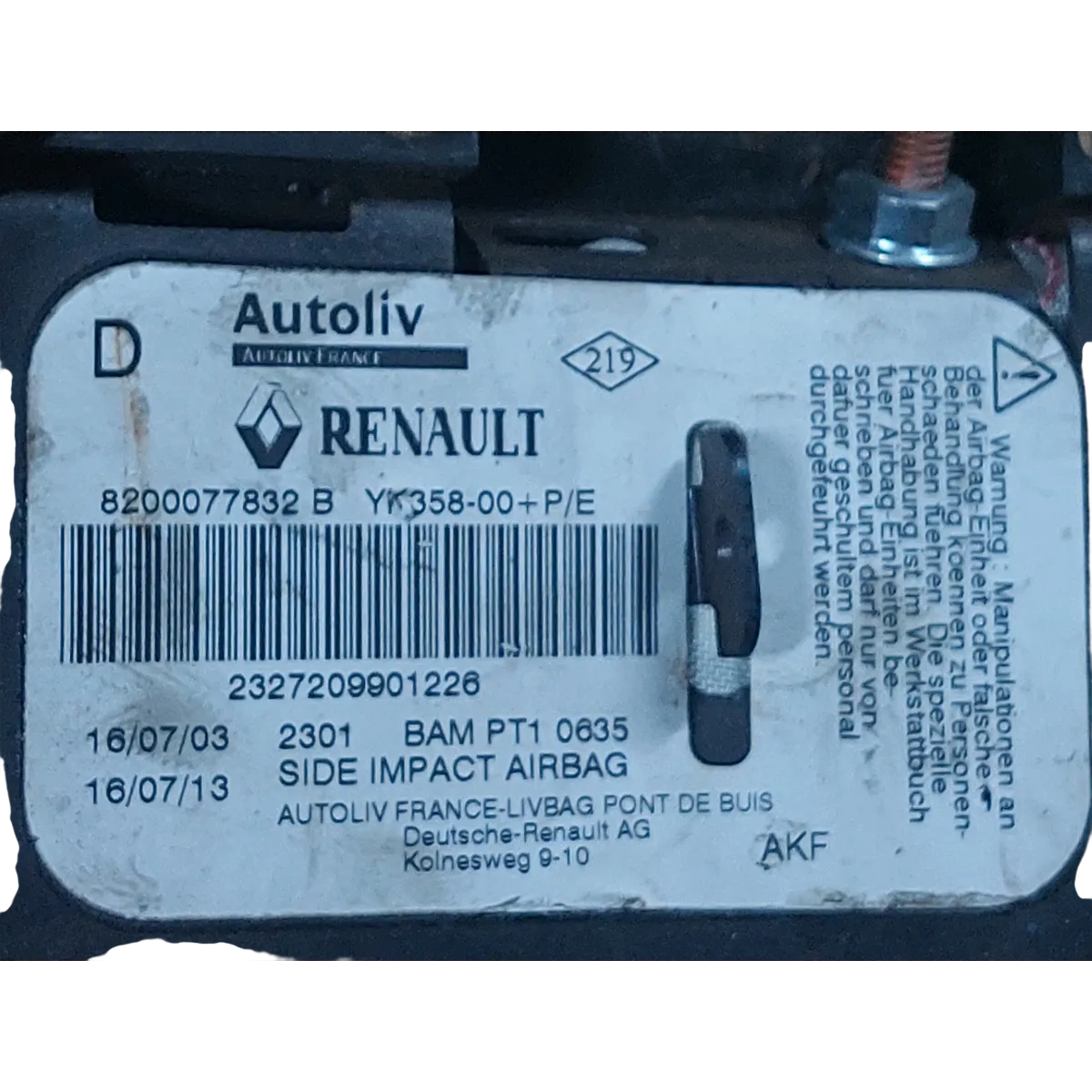 Renault Scenic II  03-09   airbag/ zračni jastuk sjedala desni  820077832