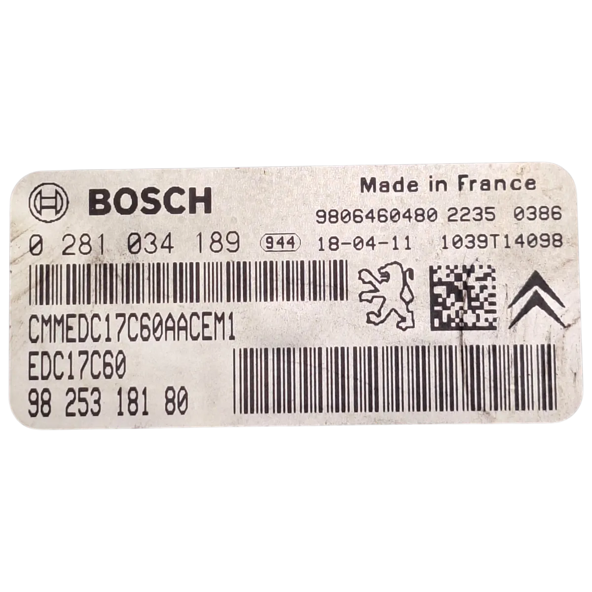 Citroen  C-Elysee   1.6 HDI  EURO VI  12-     ačunalo-centrala motora   0281034189  9825318180  9806460480