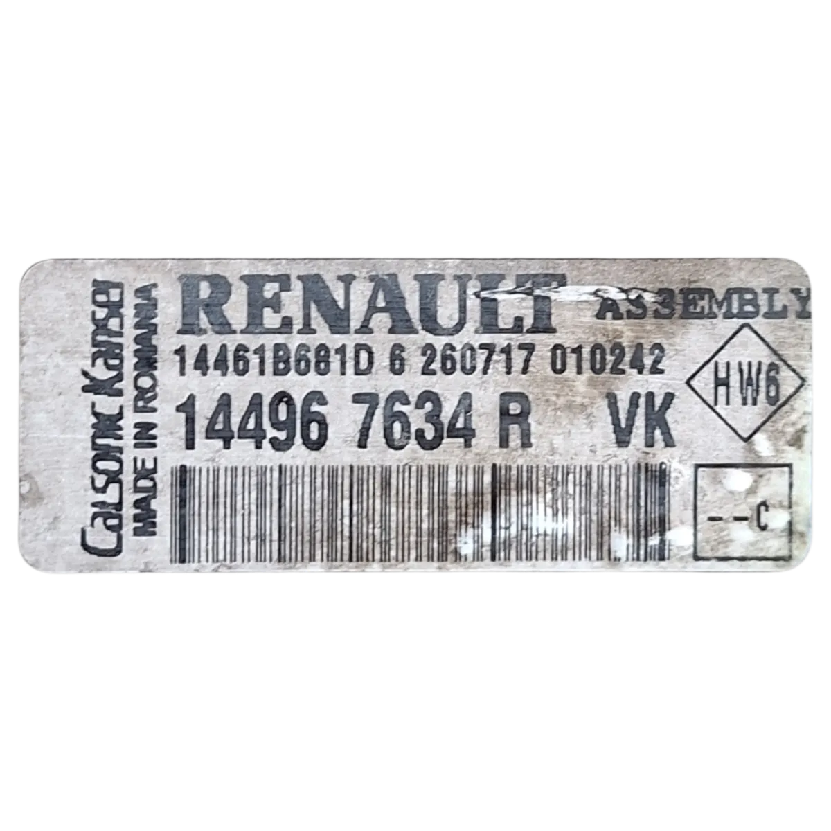 DacIa Dokker  1.5 DCI EURO VI  12-21   hladnjak zraka- intercooler    144967634R  14461B681D